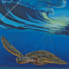 Sea Turtle In A Beach Wave Diamond Painting