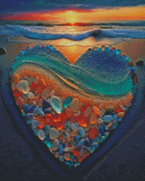 Sea Glass Heart Diamond Painting