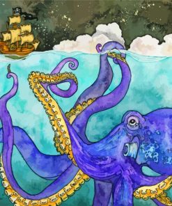 Ships And Octopus Art Diamond Painting