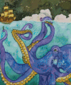 Ships And Octopus Art Diamond Painting