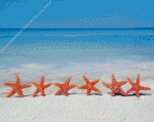 Starfish On Beach Sand Diamond Painting