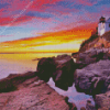 Sunset At Bass Harbor Lighthouse Diamond Painting