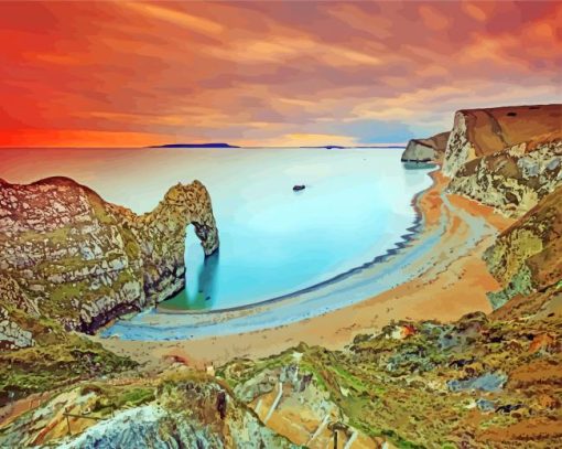 Sunset At Durdle Door Diamond Painting