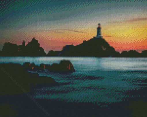 Sunset La Corbiere Lighthouse Diamond Painting