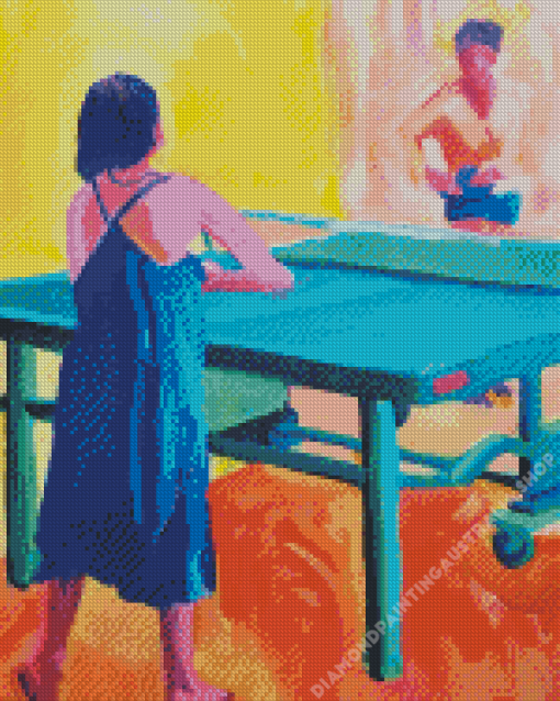 Table Tennis Players Art Diamond Painting