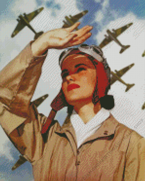 Vintage Pilot Woman Diamond Painting