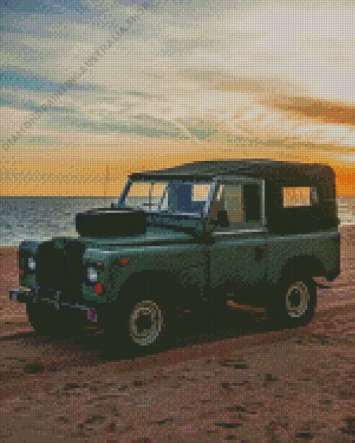 Vintage Land Rover in Beach Diamond Painting