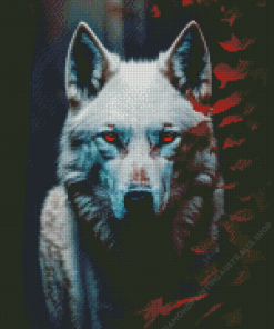 White Wolf With Red Eyes Diamond Painting