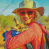 Woman Holding Kangaroos Diamond Painting