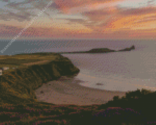 Worms Head Rhossili Landscape Diamond Painting