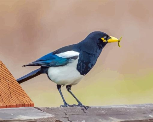 Yellow Billed Magpie Diamond Painting