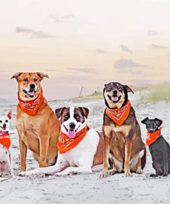 Adorable Dogs On Beach Diamond Painting