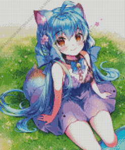 Anime Girl With Blue Hair Diamond Painting