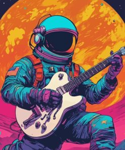 Astronaut With Guitar Diamond Painting