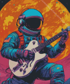 Astronaut With Guitar Diamond Painting