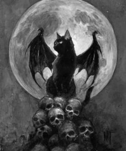 Bat Cat And Skulls Diamond Painting