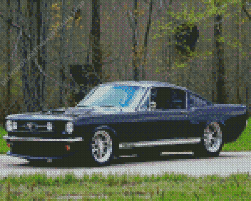 Black 65 Mustang Diamond Painting