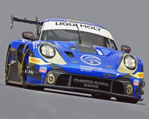 Blue Porsche Racing Diamond Painting