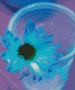 Blue Glowing Flower In Glass Diamond Painting