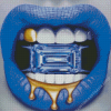 Blue Lips With Grill Diamond Painting