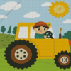 Boy On Tractor Art Diamond Painting