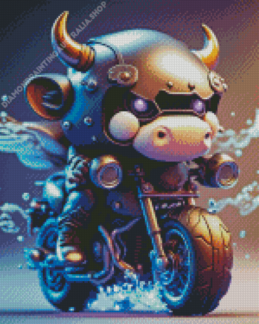 Cow On Bike Diamond Painting