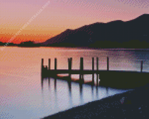 Derwent Water Piers Sunset Lake Diamond Painting