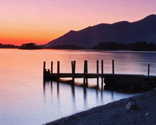 Derwent Water Piers Sunset Lake Diamond Painting