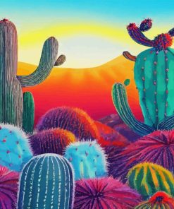 Desert With Cactus Diamond Painting