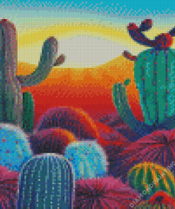 Desert With Cactus Diamond Painting