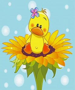 Duck On Sunflower Diamond Painting