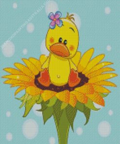 Duck On Sunflower Diamond Painting