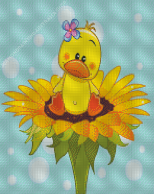 Duck On Sunflower Diamond Painting