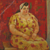 Fat Lady In Yellow Dress Diamond Painting