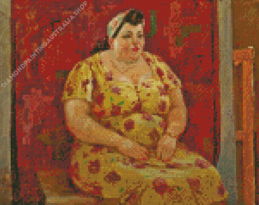 Fat Lady In Yellow Dress Diamond Painting