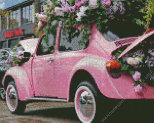 Flowering Pink Beetle Diamond Painting