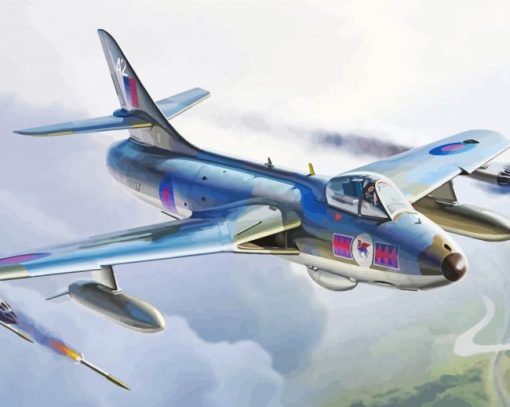 Flying Hawker Hunter Diamond Painting