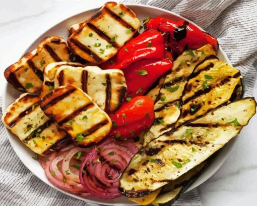 Grilled Halloumi And Vegetables Diamond Painting