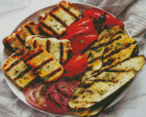 Grilled Halloumi And Vegetables Diamond Painting