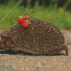 Hedgehog And Strawberries Diamond Painting