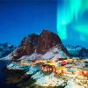 Houses And Aurora Lights Diamond Painting