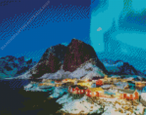 Houses And Aurora Lights Diamond Painting