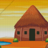 Hut In Desert Diamond Painting