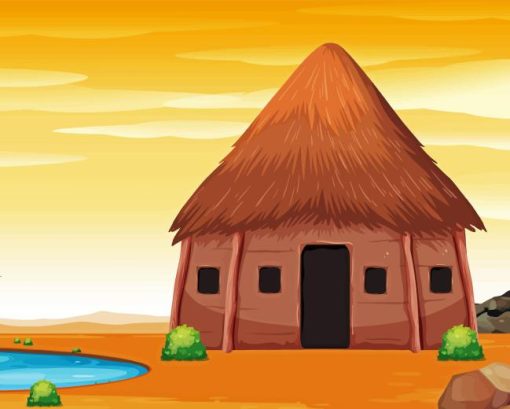 Hut In Desert Diamond Painting