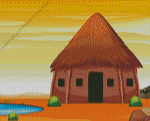 Hut In Desert Diamond Painting