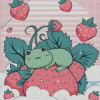 Kawaii Frog And Strawberries Diamond Painting