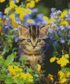 Little Cat In Garden Diamond Painting