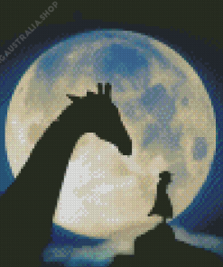 Moon Girl Silhouette With Giraffe Diamond Painting