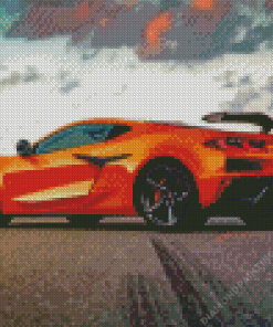 Orange Chevy Corvette Stingray Diamond Painting