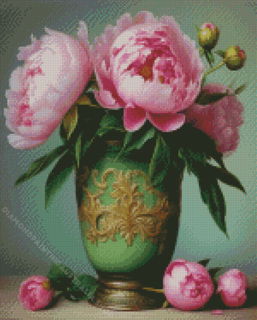 Peonies In A Vintage Vase Diamond Painting